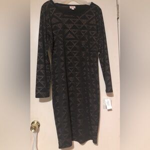 Brand New Lularoe Medium Elegant Black and Copper Geometric Debbie